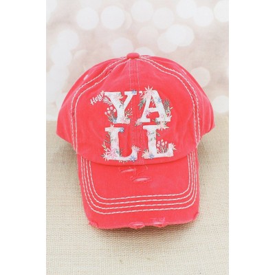 Western Southern Hey Y'all Cap 's Distressed Hat  Pink  eb-35111888